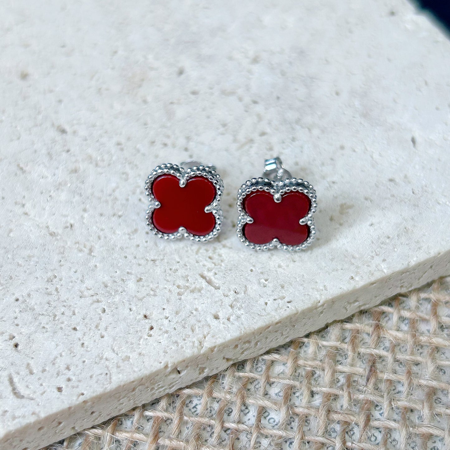 Lucky Clover Earrings Classic Style S925 Sterling Sliver Ear Studs Jewelry Earrings Anniversary Gift