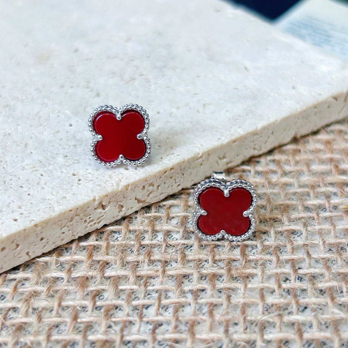 Lucky Clover Earrings Classic Style S925 Sterling Sliver Ear Studs Jewelry Earrings Anniversary Gift