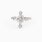 Sterling Silver  Heart Cross Cord Ring   White Cubic Zirconia 0.39ctw