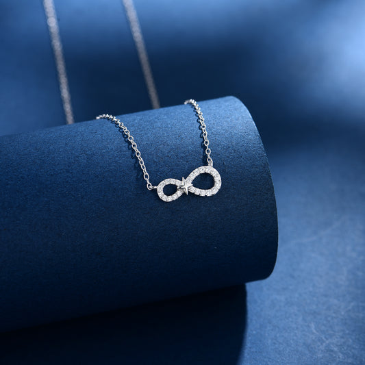 Infinity Necklace S925 Silver Original Design Versatile Style Classic Smooth Necklace Birthday Gift Present