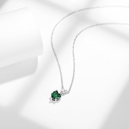 Simple Emerald Necklace Lab Created Gemstone Modern Aesthetic Trends Birth Stone Gift