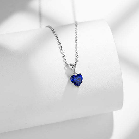 Simple Sapphire Necklace Lab Created Gemstone Modern Aesthetic Trends Birth Stone Gift