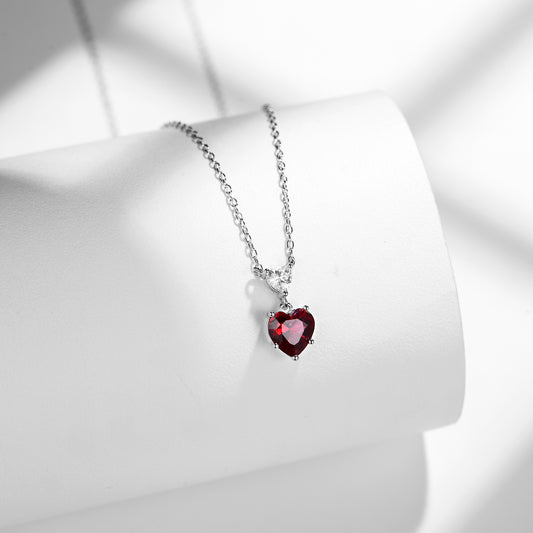 Simple Ruby Necklace Lab Created Gemstone Modern Aesthetic Trends Birth Stone Gift