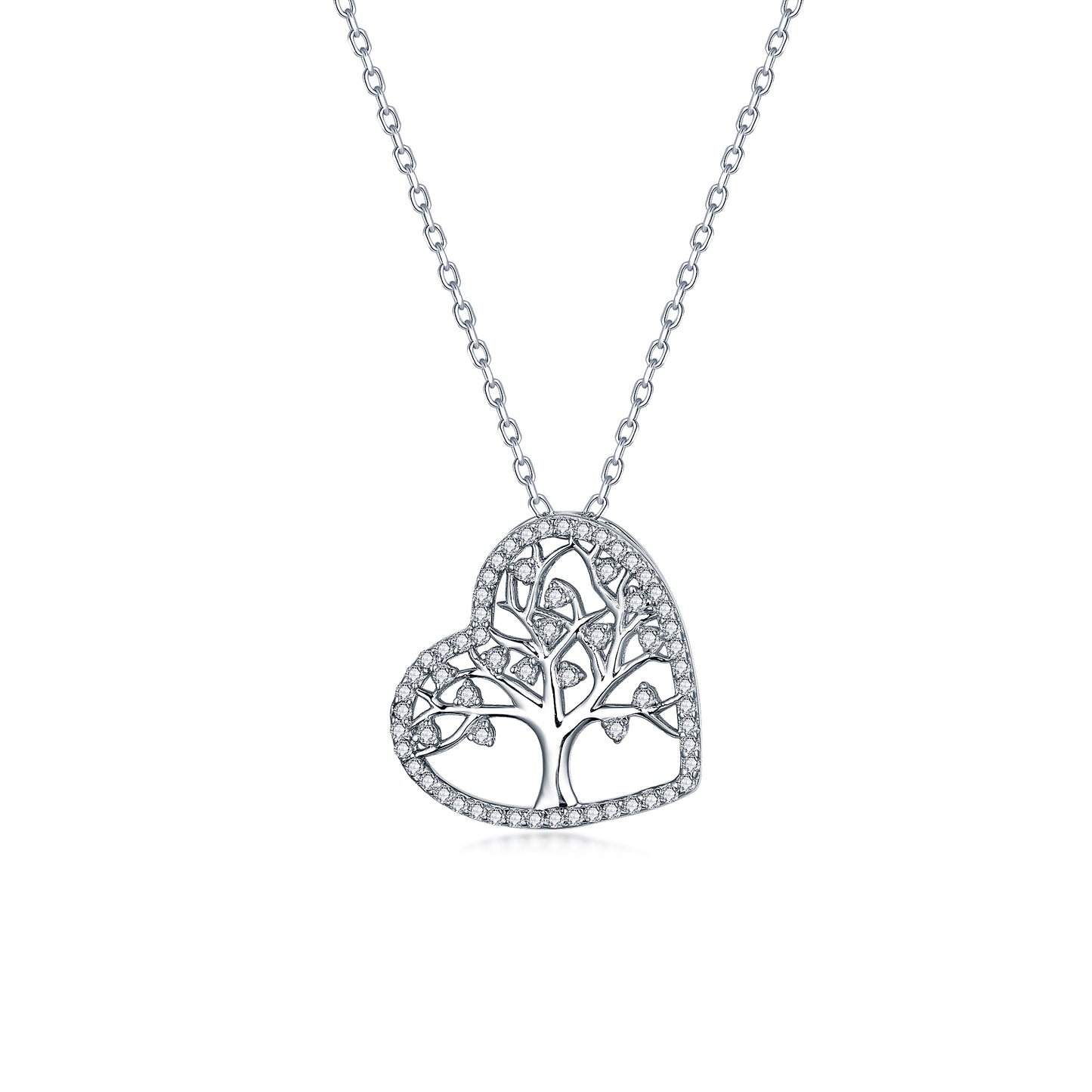 Family Tree Heart Necklace S925 Silver Original Design Versatile Style Good Wishes Smooth Necklace Birthday Gift Present