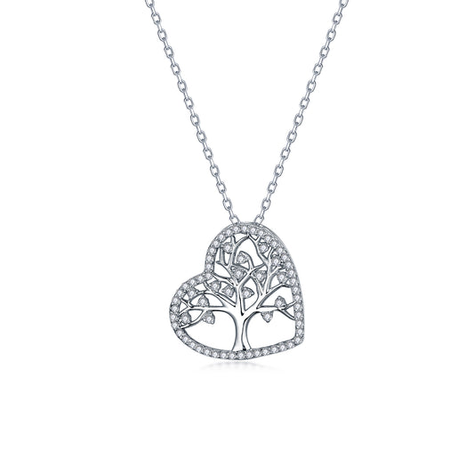 Family Tree Heart Necklace S925 Silver Original Design Versatile Style Good Wishes Smooth Necklace Birthday Gift Present