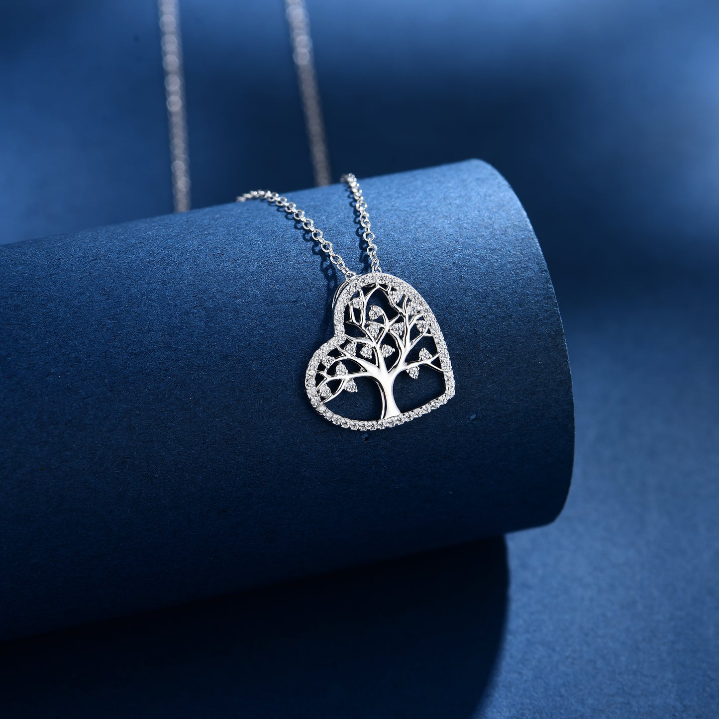 Family Tree Heart Necklace S925 Silver Original Design Versatile Style Good Wishes Smooth Necklace Birthday Gift Present