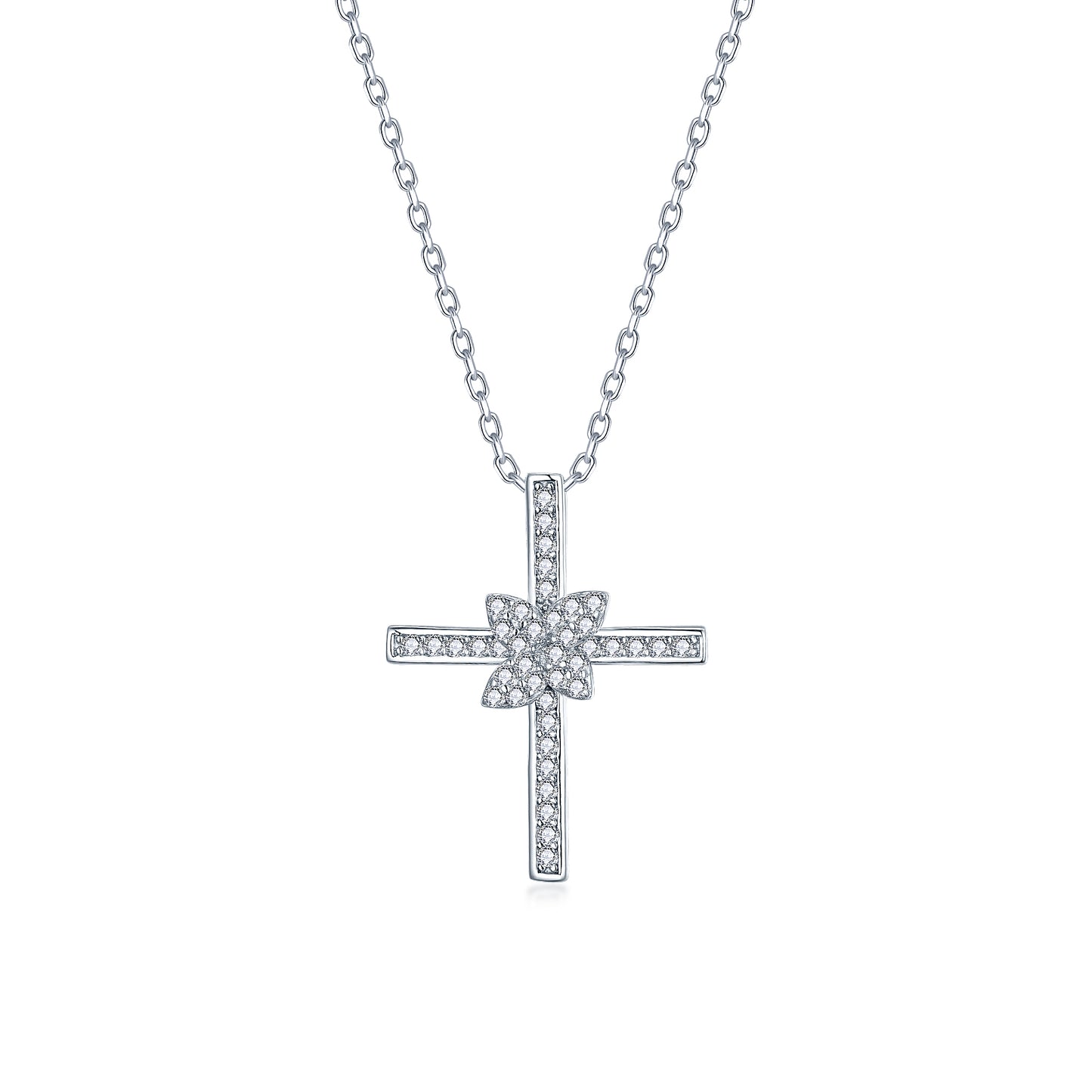 Cross Necklace S925 Silver Sparkling Smooth Necklace Birthday Gift Present Original Design