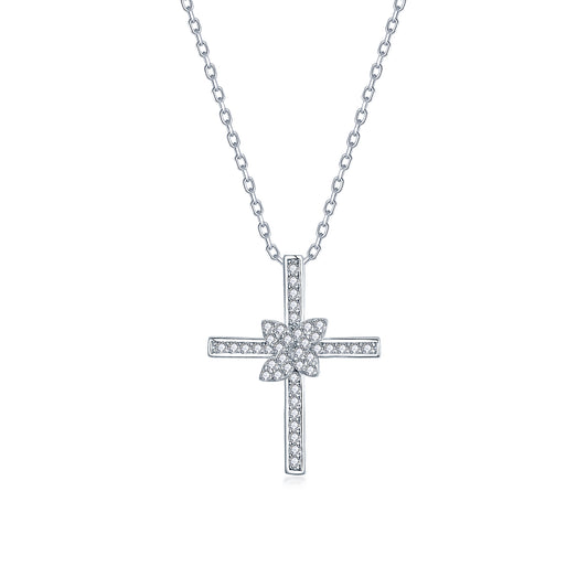 Cross Necklace S925 Silver Sparkling Smooth Necklace Birthday Gift Present Original Design