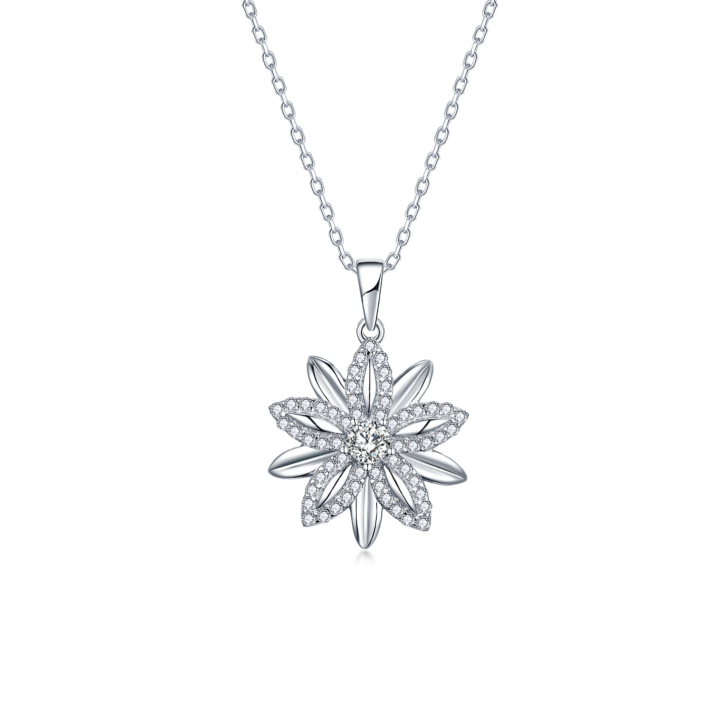 Flower Necklace S925 Silver Original Design Versatile Style Sparkling Smooth Necklace Birthday Gift Present