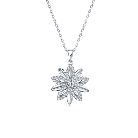 Flower Necklace S925 Silver Original Design Versatile Style Sparkling Smooth Necklace Birthday Gift Present