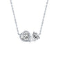 Double Heart Zircon Necklace S925 Silver Original Design Versatile Style Sparkling Smooth Necklace Birthday Gift Present