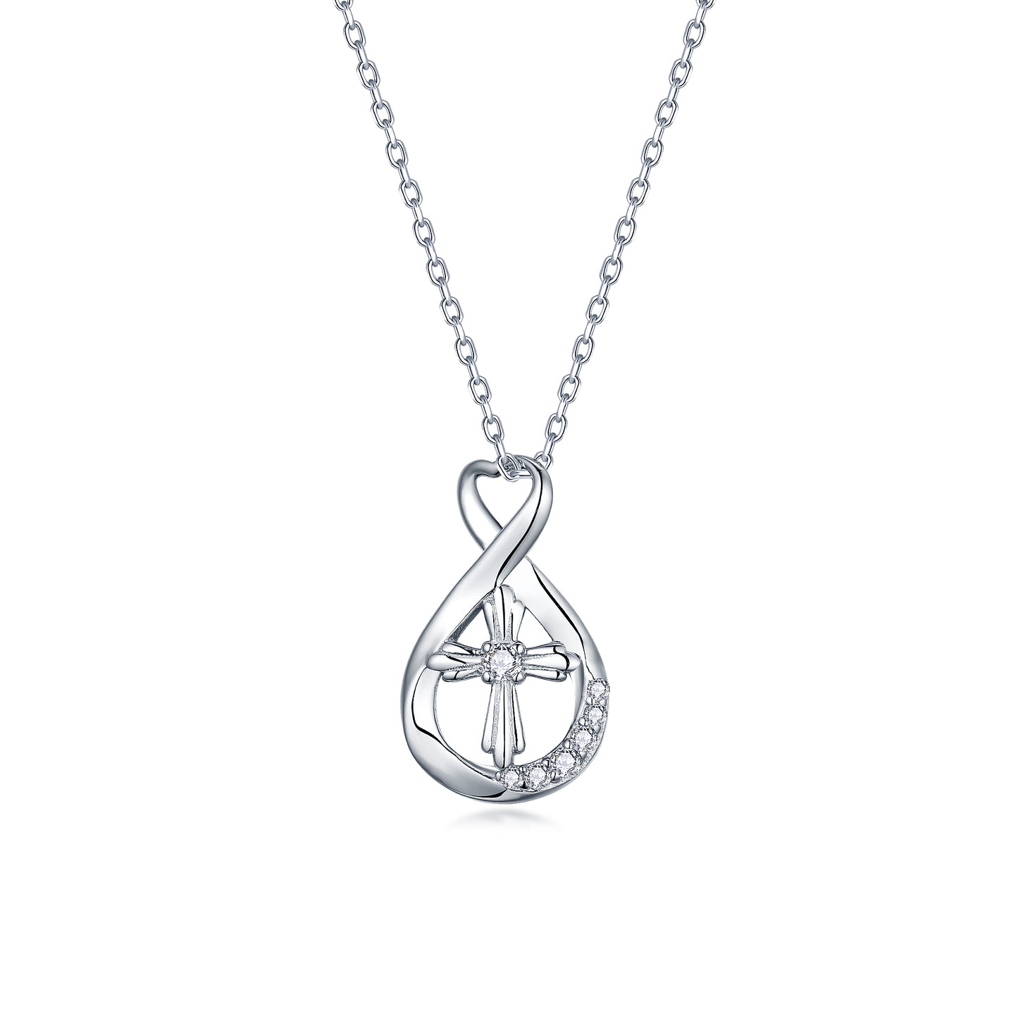 Infinity Cross Necklace S925 Silver Original Designs Smooth Necklace Birthday Gift Present