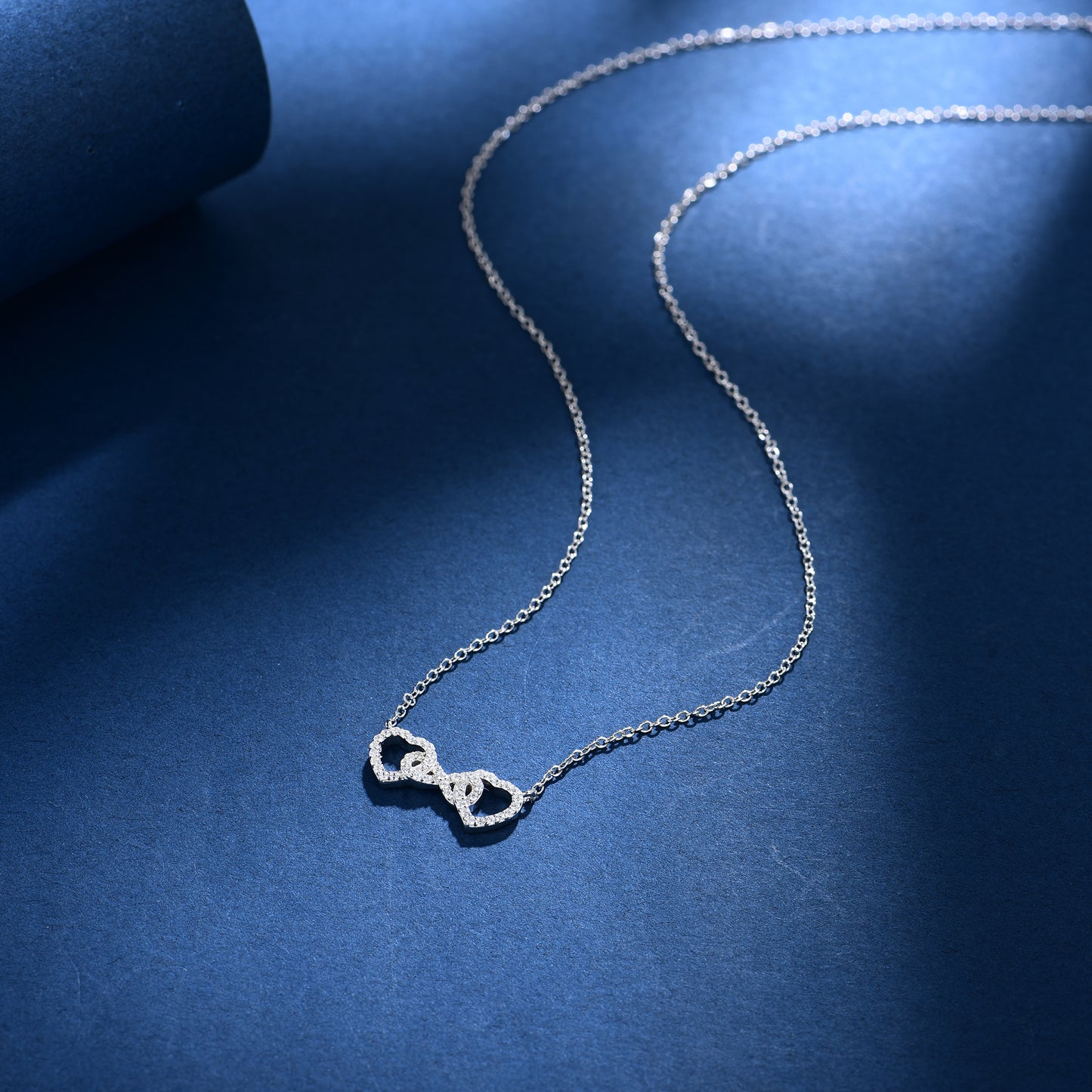 Infinity Double Heart Necklace S925 Silver Original Design Versatile Style Sparkling Smooth Necklace Birthday Gift Present